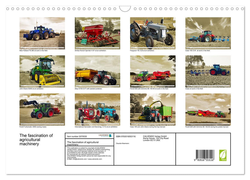 The fascination of agricultural machinery (CALVENDO Monthly Calendar 2026)