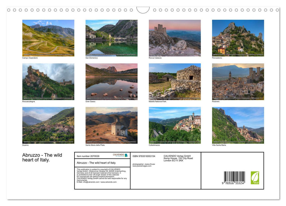 Abruzzo - The wild heart of Italy. (CALVENDO Monthly Calendar 2026)