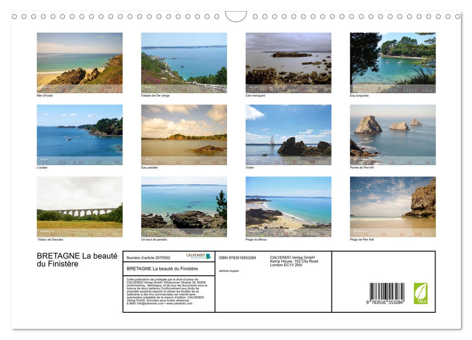 BRETAGNE La beauté du Finistère (CALVENDO Calendrier mensuel 2026)