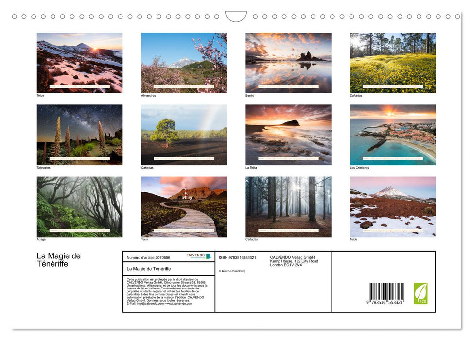 La Magie de Ténériffe (CALVENDO Calendrier mensuel 2026)