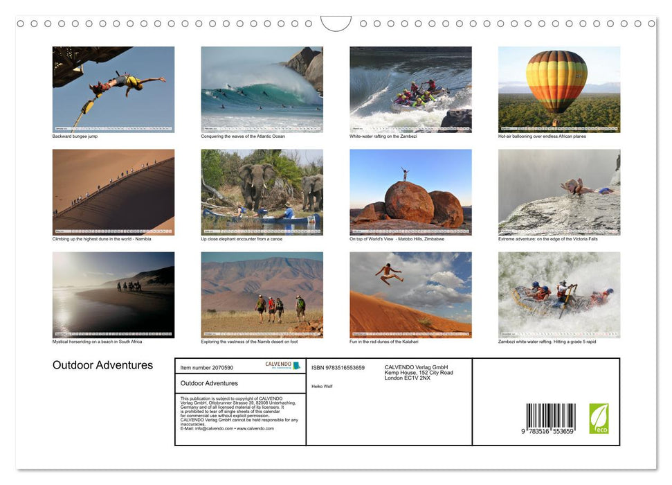 Outdoor Adventures (CALVENDO Monthly Calendar 2026)