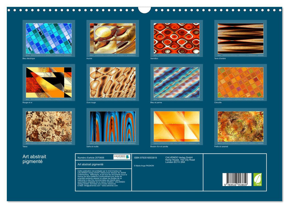 Art abstrait pigmenté (CALVENDO Calendrier mensuel 2026)