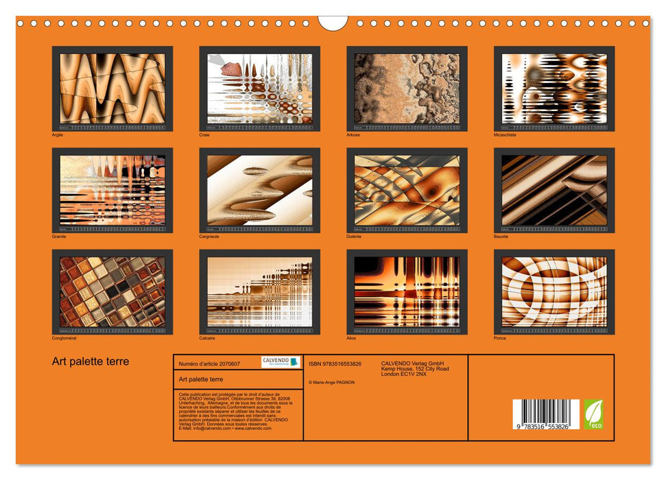 Art palette terre (CALVENDO Calendrier mensuel 2026)