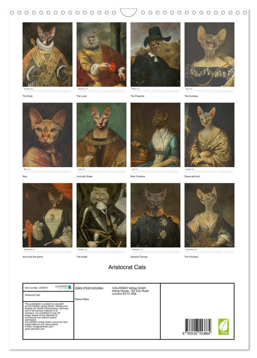 Aristocrat Cats (CALVENDO Monthly Calendar 2026)