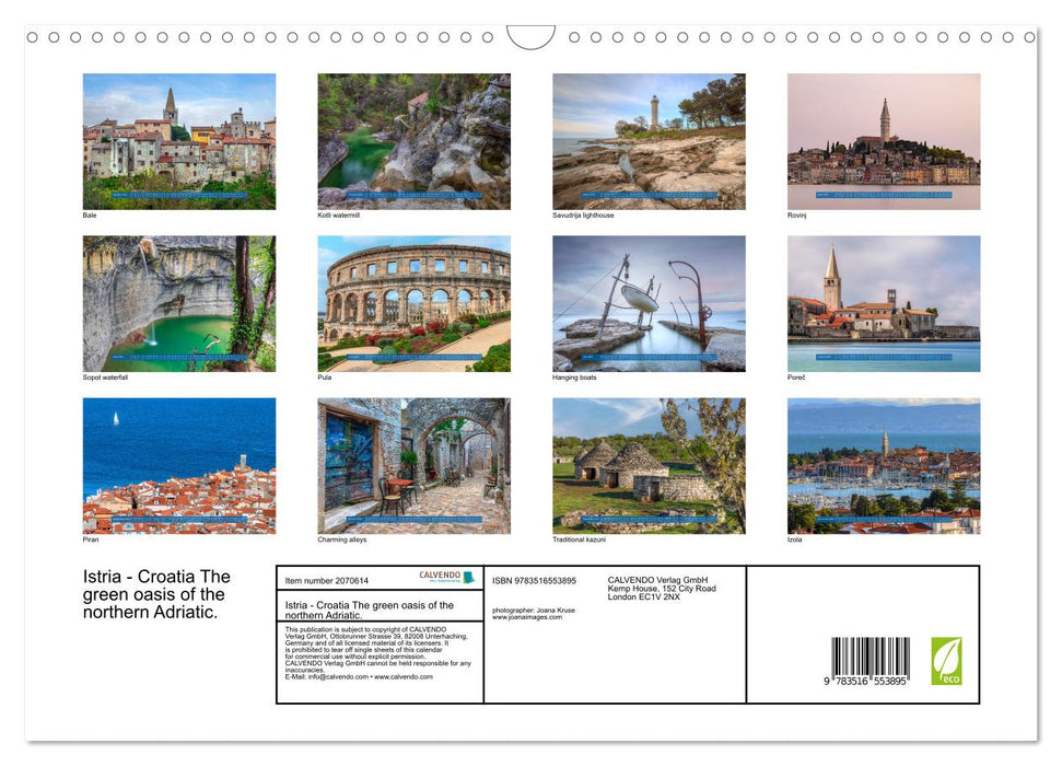 Istria - Croatia The green oasis of the northern Adriatic. (CALVENDO Monthly Calendar 2026)