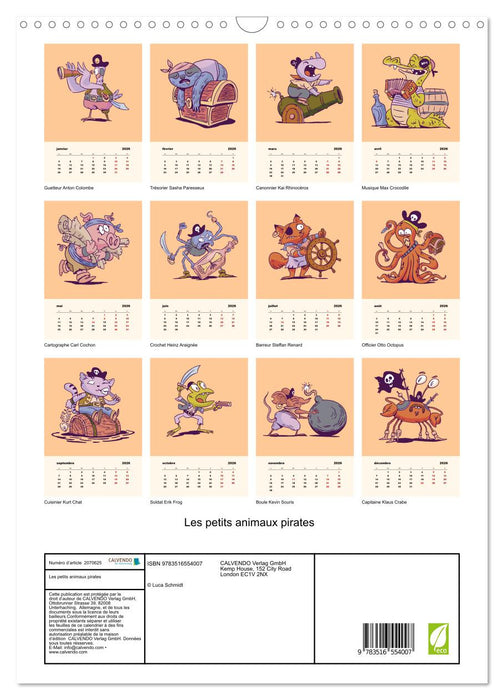 Les petits animaux pirates (CALVENDO Calendrier mensuel 2026)