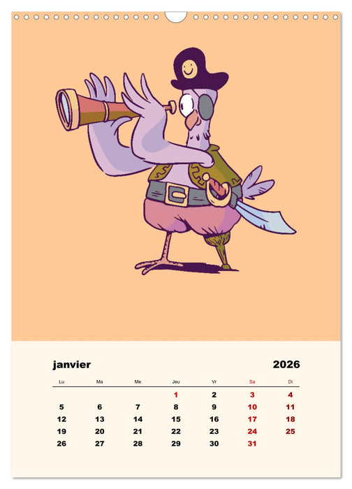 Les petits animaux pirates (CALVENDO Calendrier mensuel 2026)