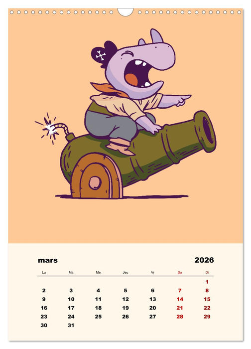 Les petits animaux pirates (CALVENDO Calendrier mensuel 2026)