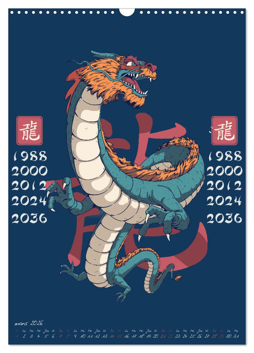 Signes du zodiaque chinois (CALVENDO Calendrier mensuel 2026)