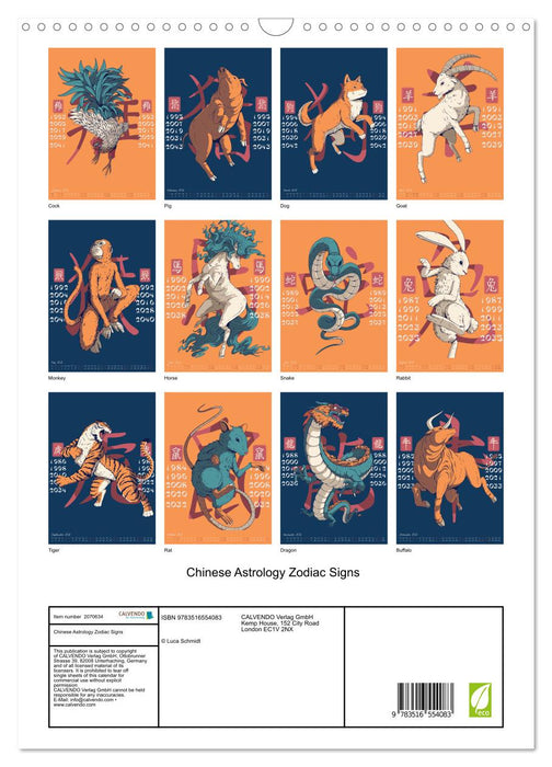Chinese Astrology Zodiac Signs (CALVENDO Monthly Calendar 2026)