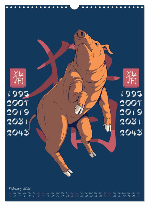 Chinese Astrology Zodiac Signs (CALVENDO Monthly Calendar 2026)