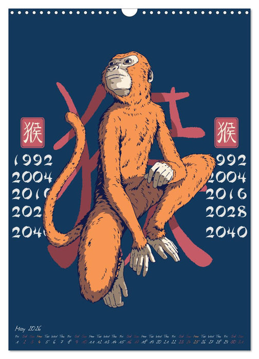 Chinese Astrology Zodiac Signs (CALVENDO Monthly Calendar 2026)