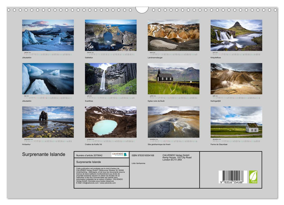 Surprenante Islande (CALVENDO Calendrier mensuel 2026)