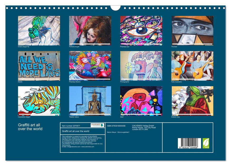 Graffiti art all over the world (CALVENDO Monthly Calendar 2026)