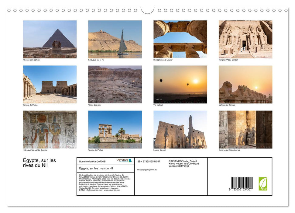 Égypte, sur les rives du Nil (CALVENDO Calendrier mensuel 2026)