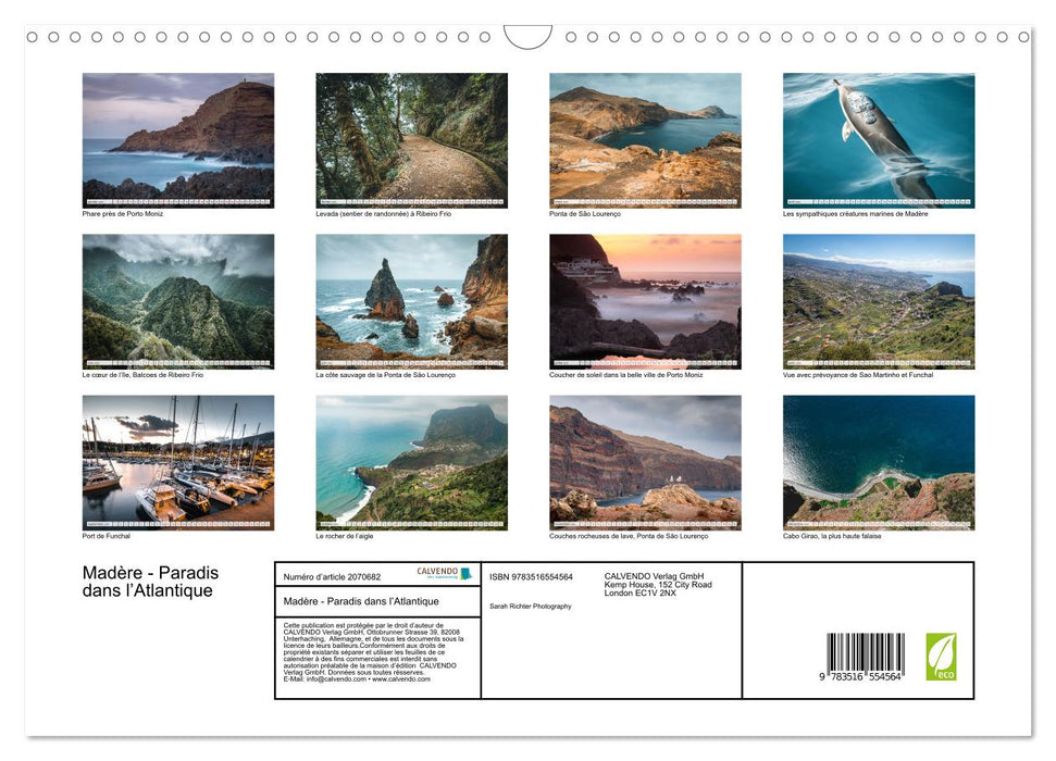 Madère - Paradis dans l’Atlantique (CALVENDO Calendrier mensuel 2026)