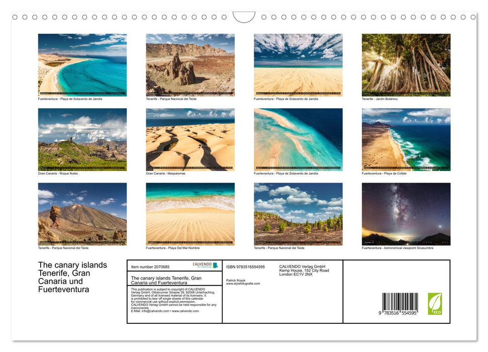 The canary islands Tenerife, Gran Canaria und Fuerteventura (CALVENDO Monthly Calendar 2026)