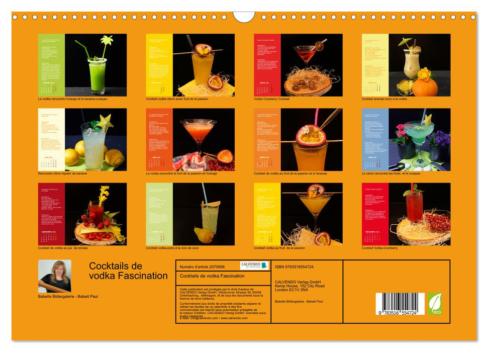 Cocktails de vodka Fascination (CALVENDO Calendrier mensuel 2026)