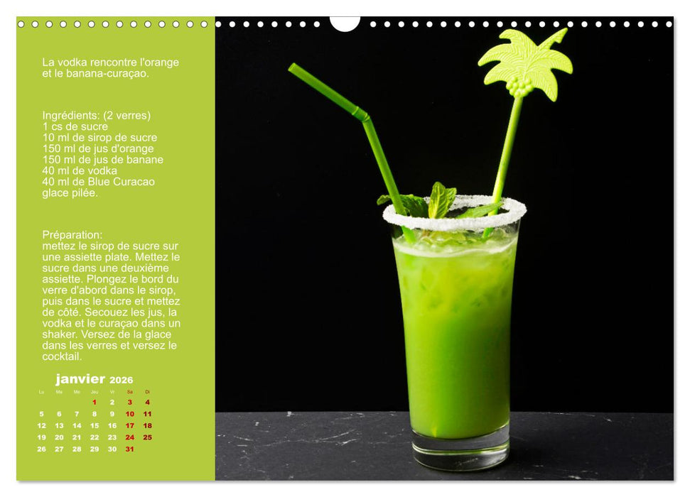Cocktails de vodka Fascination (CALVENDO Calendrier mensuel 2026)