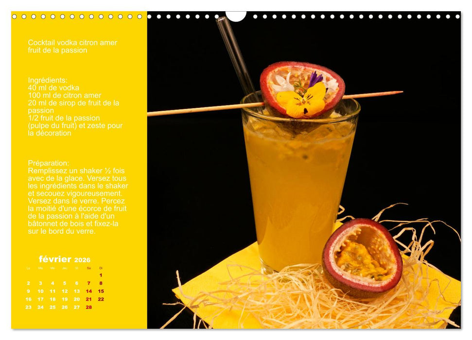 Cocktails de vodka Fascination (CALVENDO Calendrier mensuel 2026)