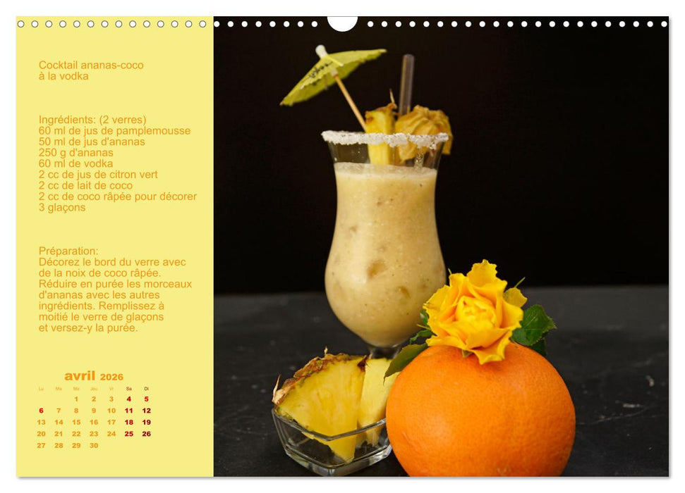 Cocktails de vodka Fascination (CALVENDO Calendrier mensuel 2026)