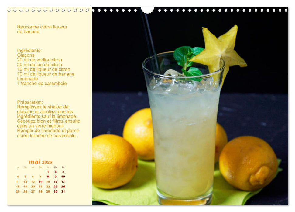 Cocktails de vodka Fascination (CALVENDO Calendrier mensuel 2026)