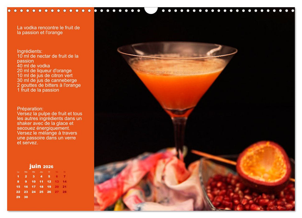 Cocktails de vodka Fascination (CALVENDO Calendrier mensuel 2026)