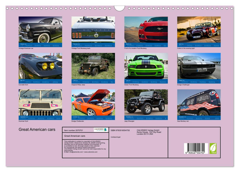 Great American cars (CALVENDO Monthly Calendar 2026)