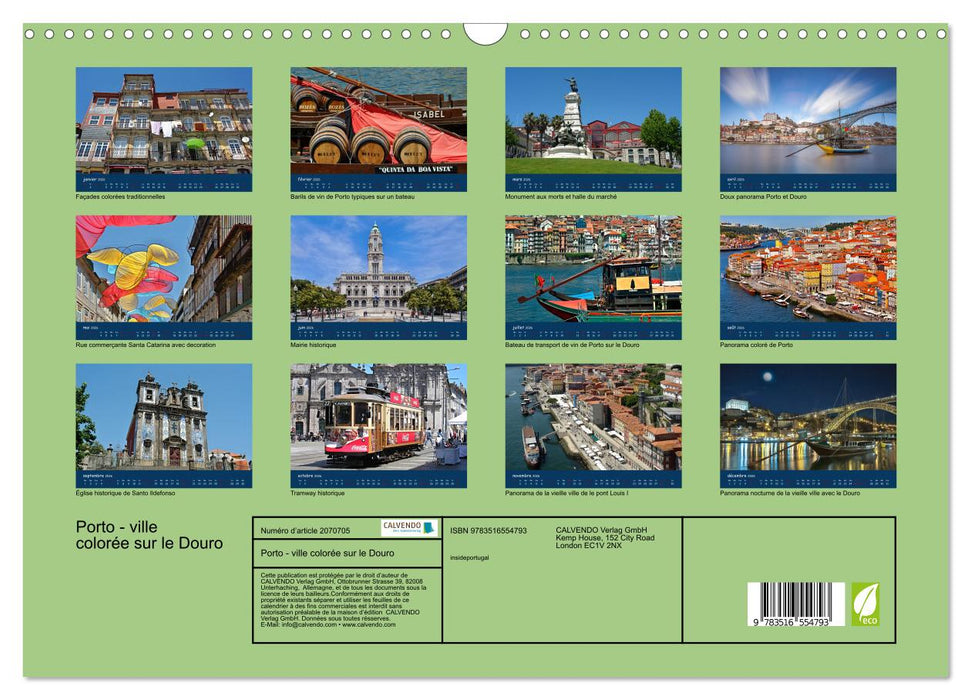 Porto - ville colorée sur le Douro (CALVENDO Calendrier mensuel 2026)