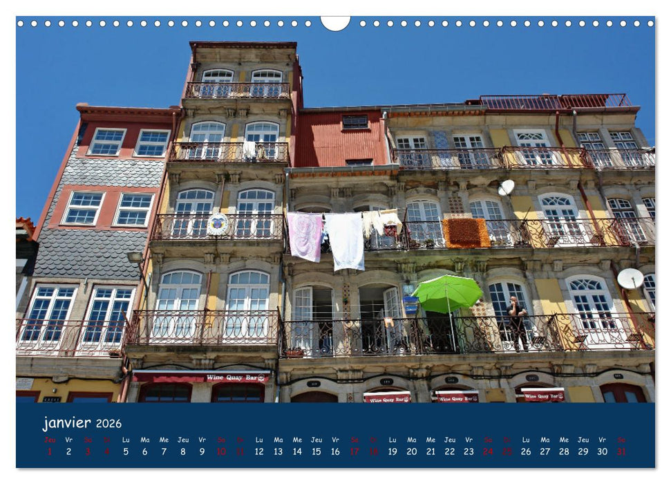 Porto - ville colorée sur le Douro (CALVENDO Calendrier mensuel 2026)
