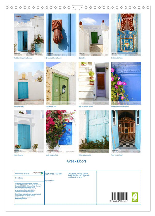 Greek Doors (CALVENDO Monthly Calendar 2026)