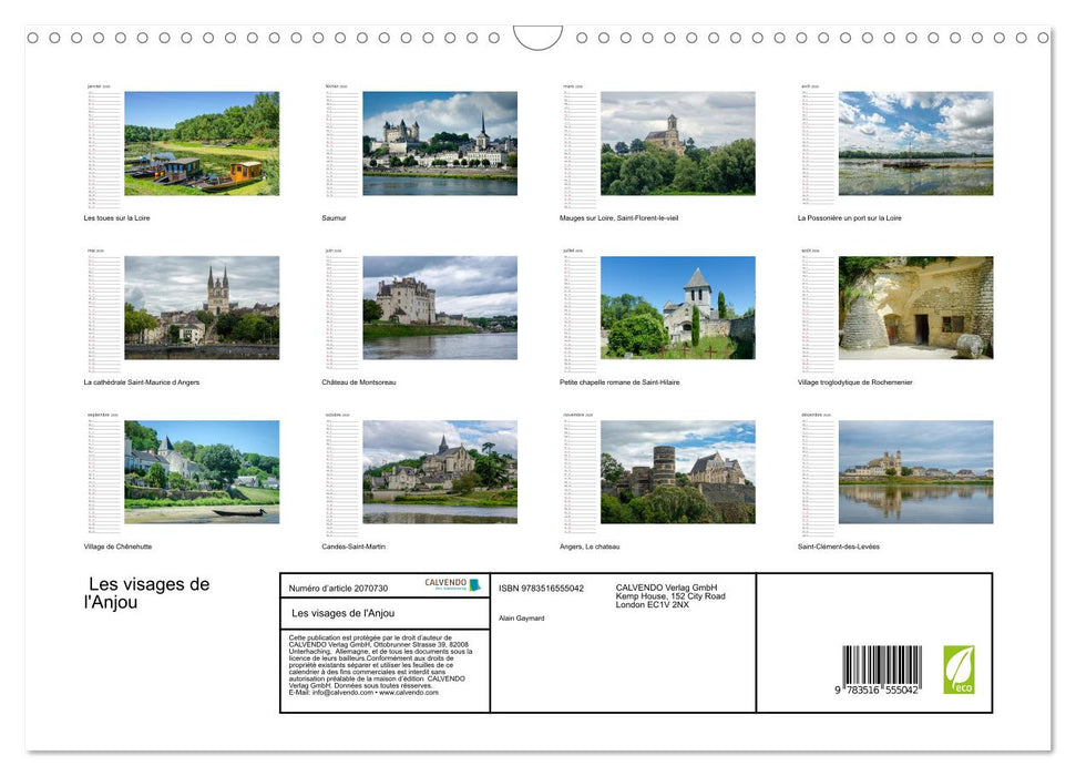 Les visages de l'Anjou (CALVENDO Calendrier mensuel 2026)