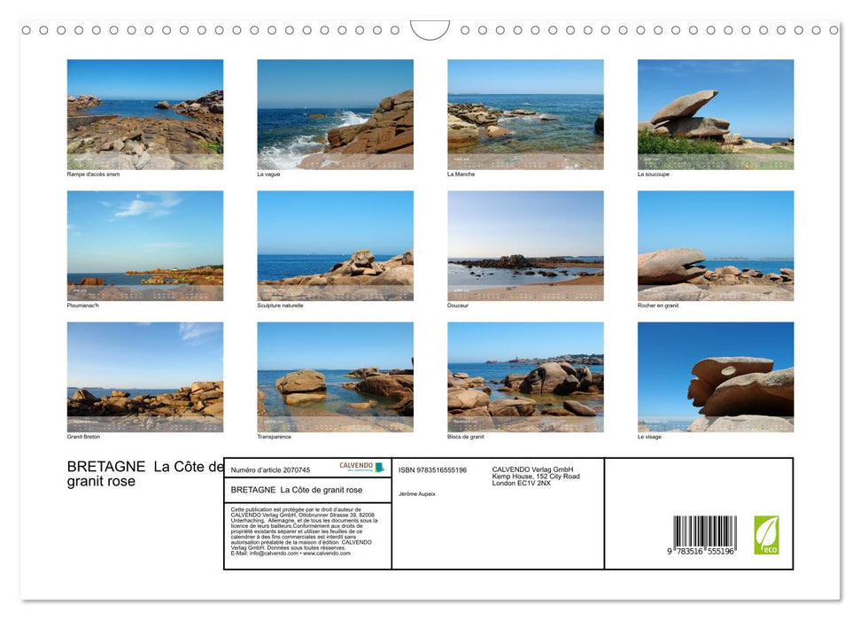 BRETAGNE La Côte de granit rose (CALVENDO Calendrier mensuel 2026)
