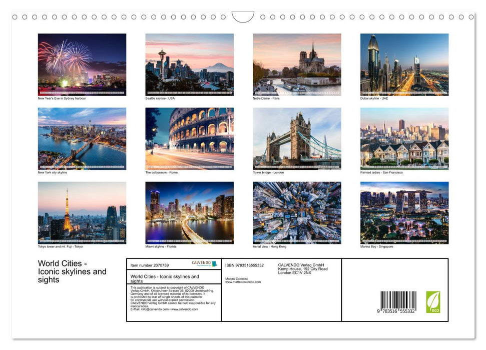 World Cities - Iconic skylines and sights (CALVENDO Monthly Calendar 2026)
