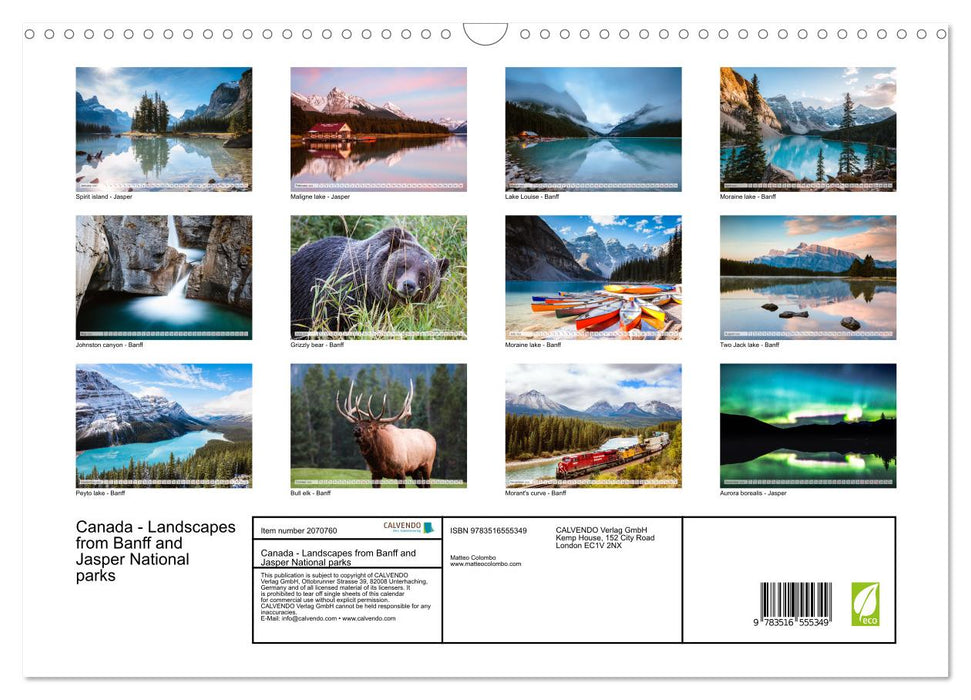Canada - Landscapes from Banff and Jasper National parks (CALVENDO Monthly Calendar 2026)