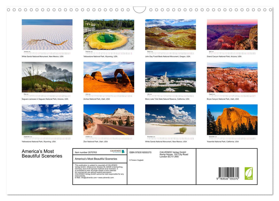 America’s Most Beautiful Sceneries (CALVENDO Monthly Calendar 2026)