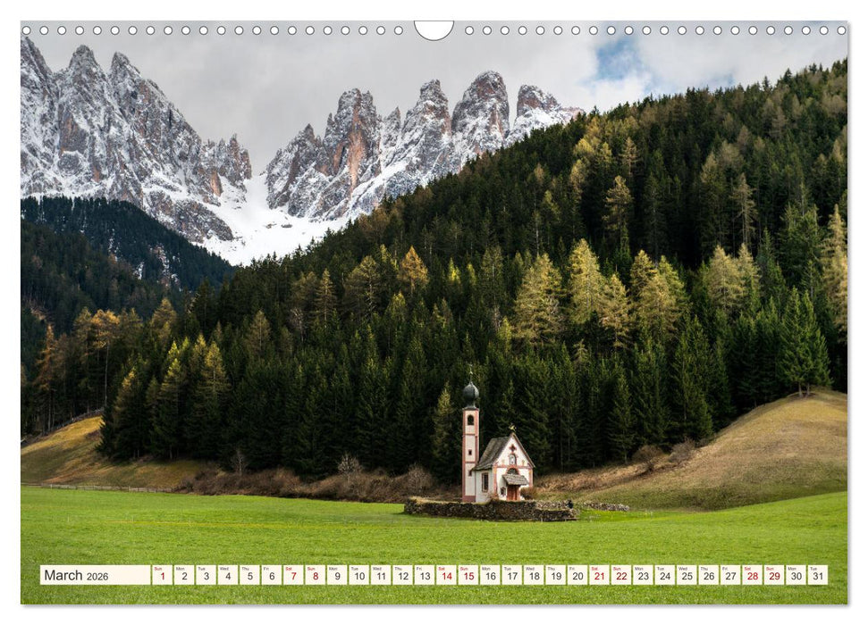 A JOURNEY ON THE DOLOMITES (CALVENDO Monthly Calendar 2026)