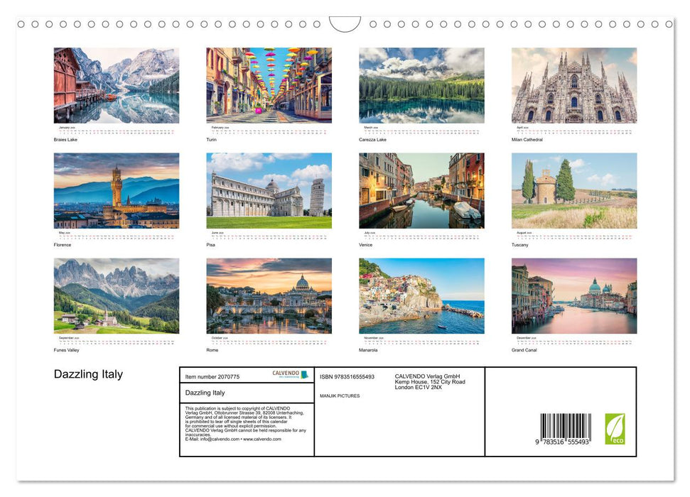 Dazzling Italy (CALVENDO Monthly Calendar 2026)