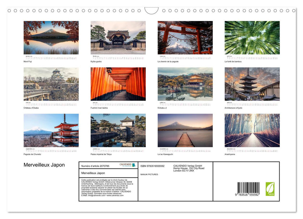 Merveilleux Japon (CALVENDO Calendrier mensuel 2026)