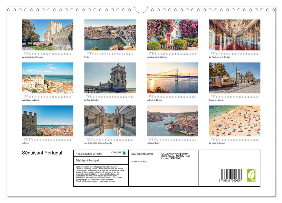 Séduisant Portugal (CALVENDO Calendrier mensuel 2026)