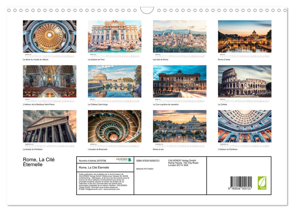 Rome, La Cité Éternelle (CALVENDO Calendrier mensuel 2026)