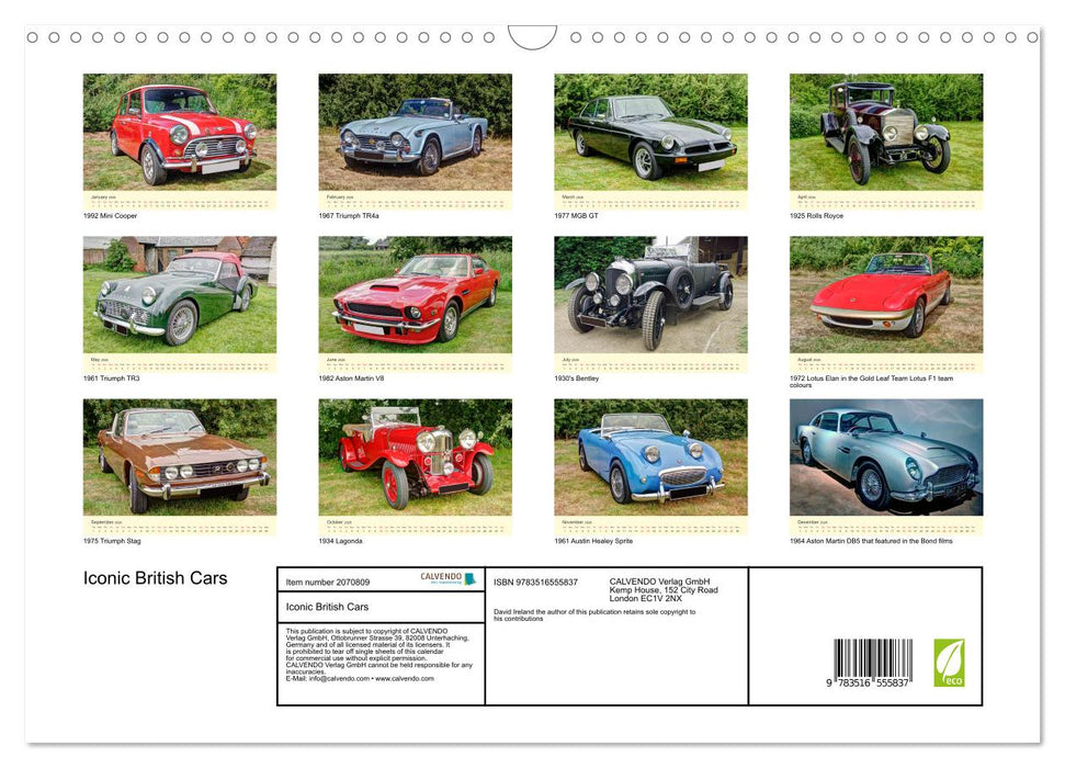 Iconic British Cars (CALVENDO Monthly Calendar 2026)