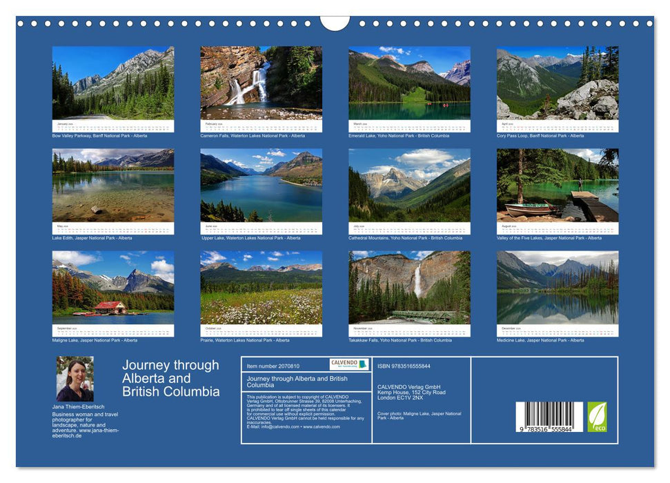 Journey through Alberta and British Columbia (CALVENDO Monthly Calendar 2026)