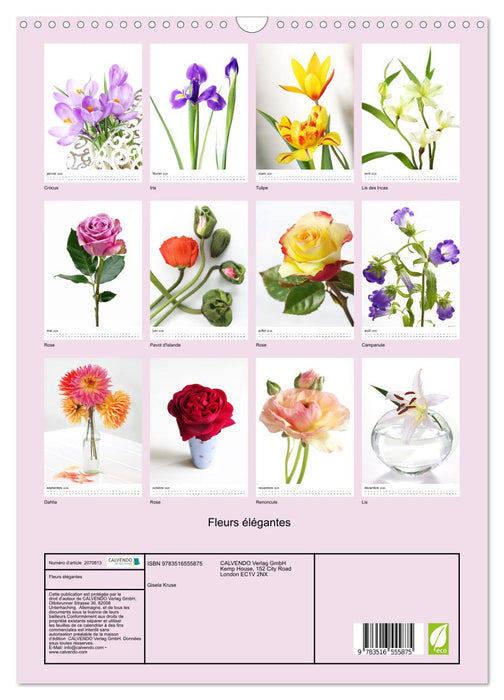 Fleurs élégantes (CALVENDO Calendrier mensuel 2026)