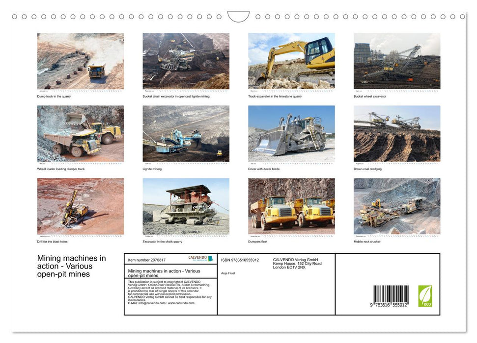 Mining machines in action - Various open-pit mines (CALVENDO Monthly Calendar 2026)