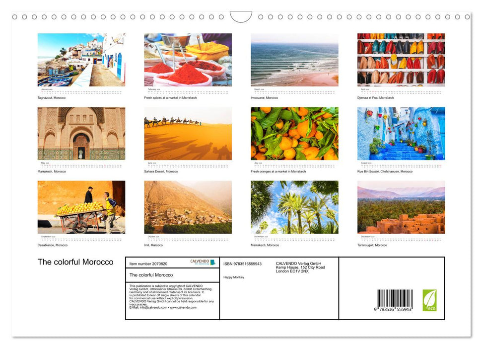 The colorful Morocco (CALVENDO Monthly Calendar 2026)