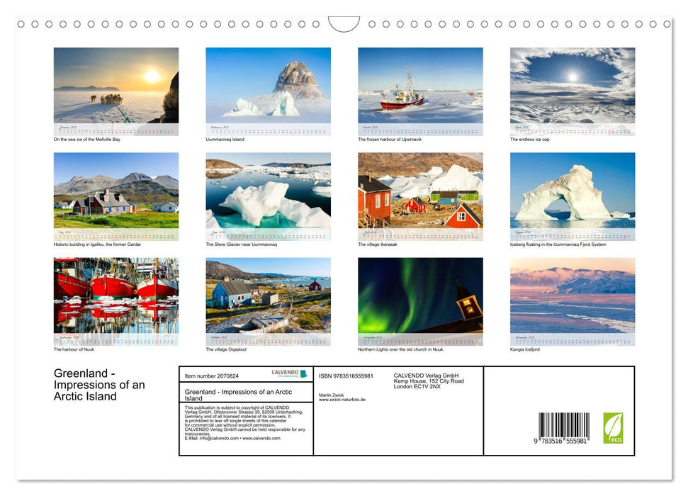 Greenland - Impressions of an Arctic Island (CALVENDO Monthly Calendar 2026)