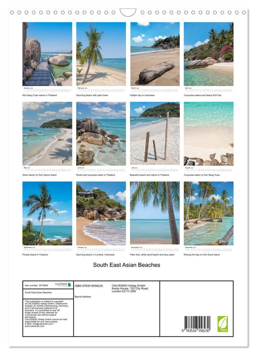 South East Asian Beaches (CALVENDO Monthly Calendar 2026)