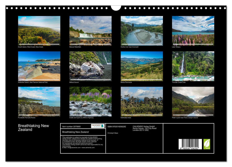 Breathtaking New Zealand (CALVENDO Monthly Calendar 2026)