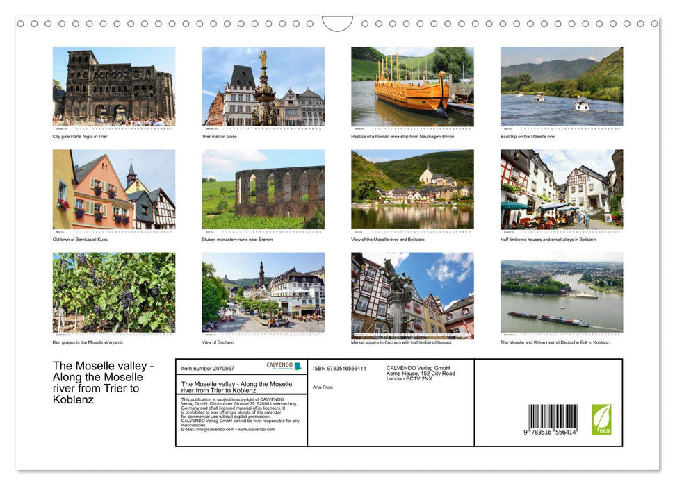 The Moselle valley - Along the Moselle river from Trier to Koblenz (CALVENDO Monthly Calendar 2026)
